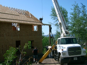 Placing the roof overhang extension beam